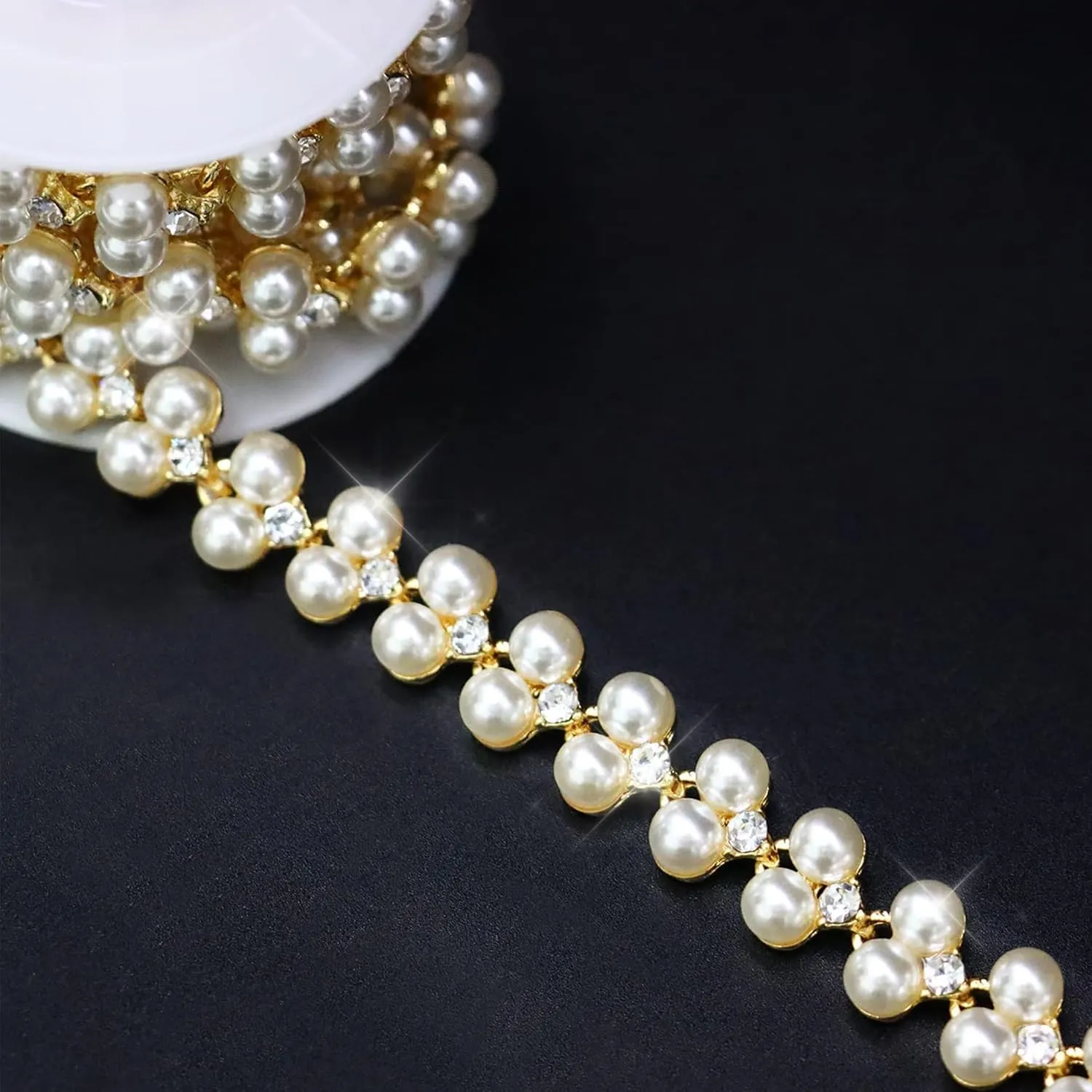 1 Yard Tassel Rhinestone Fringe Trim, Crystal Close Chain Applique for DIY Decoration Sewing Crafts Wedding Bridal Party Clothing Accessories
