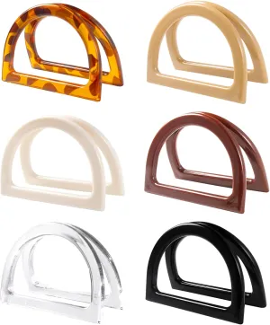 12 Pcs Bag Handle Replacement D-Shaped Purse Handles Replacement Leopard Handles Replacement Handbag Purse for Handmade Beach Bag Crochet Straw Bags(6 Color)