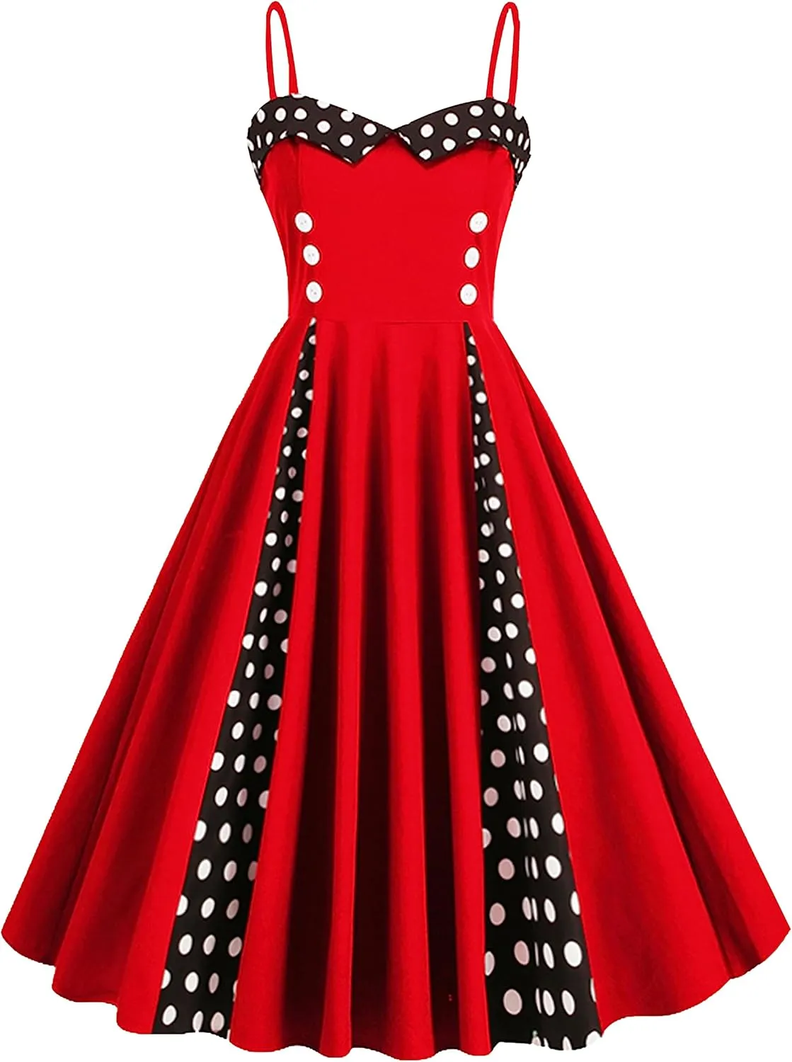 1950s Dresses for Women Vintage Retro Cocktail Party Swing Dresses Halter Floral Rockabilly 50s Polka Dot Pin up Dress