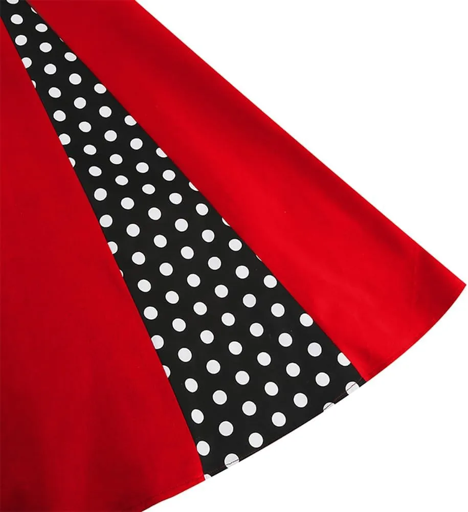 1950s Dresses for Women Vintage Retro Cocktail Party Swing Dresses Halter Floral Rockabilly 50s Polka Dot Pin up Dress