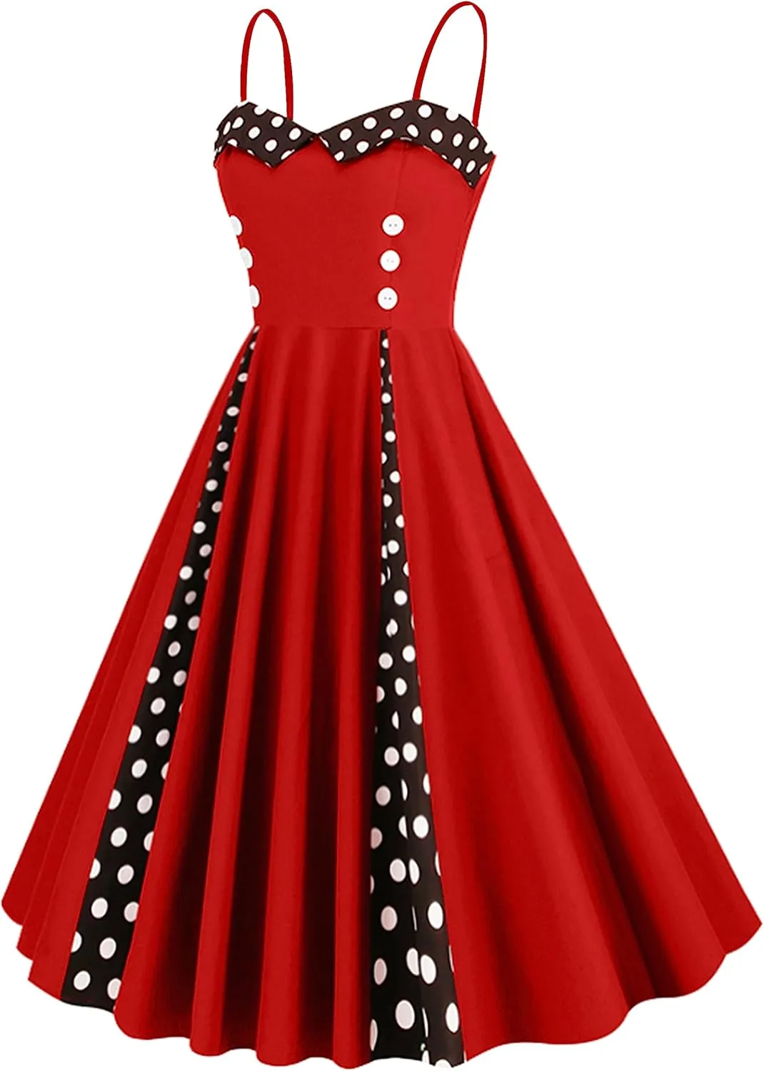 1950s Dresses for Women Vintage Retro Cocktail Party Swing Dresses Halter Floral Rockabilly 50s Polka Dot Pin up Dress