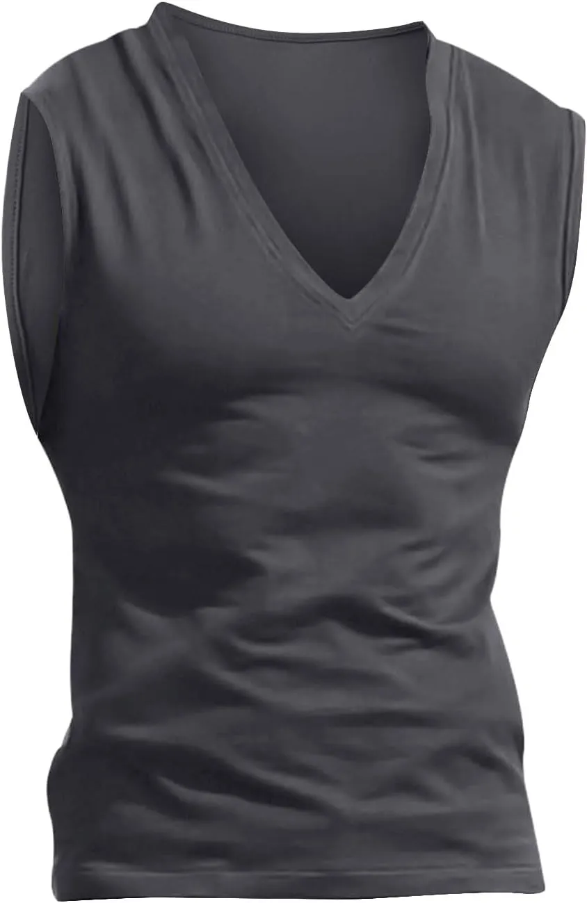 2 Pack Men's Muscle Shirts Fashion V Neck Sleeveless Workout Tank Tops Bodybuilding Gym Fitness Training Sport Tees