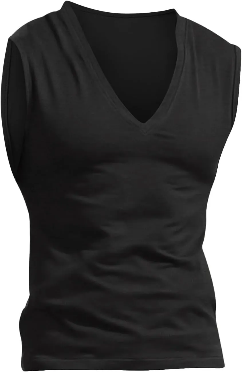 2 Pack Men's Muscle Shirts Fashion V Neck Sleeveless Workout Tank Tops Bodybuilding Gym Fitness Training Sport Tees