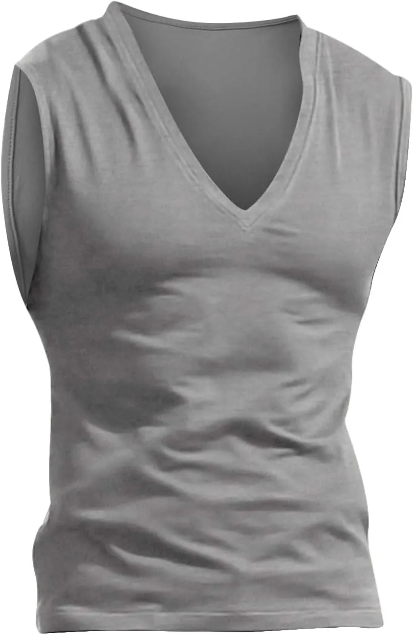 2 Pack Men's Muscle Shirts Fashion V Neck Sleeveless Workout Tank Tops Bodybuilding Gym Fitness Training Sport Tees