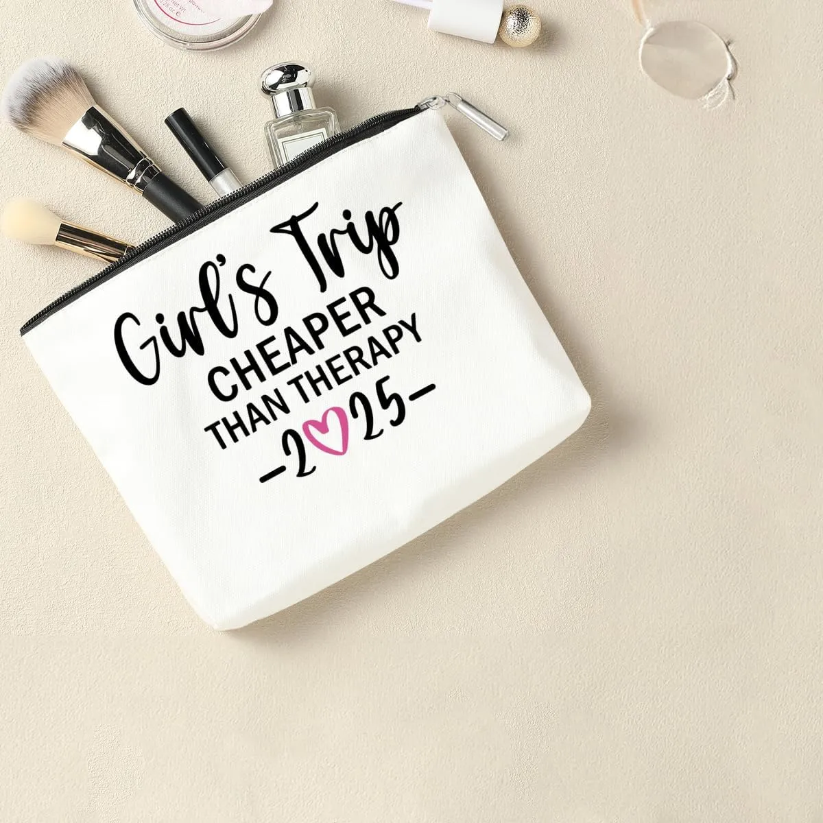 2 PCS Girls Trip Favors - 2025 Girls Weekend Gifts for Women Bestie & Friend Gifts - Sister & Her Best Friend Friendship Holiday Vacation Makeup Bag & Weekend Bags