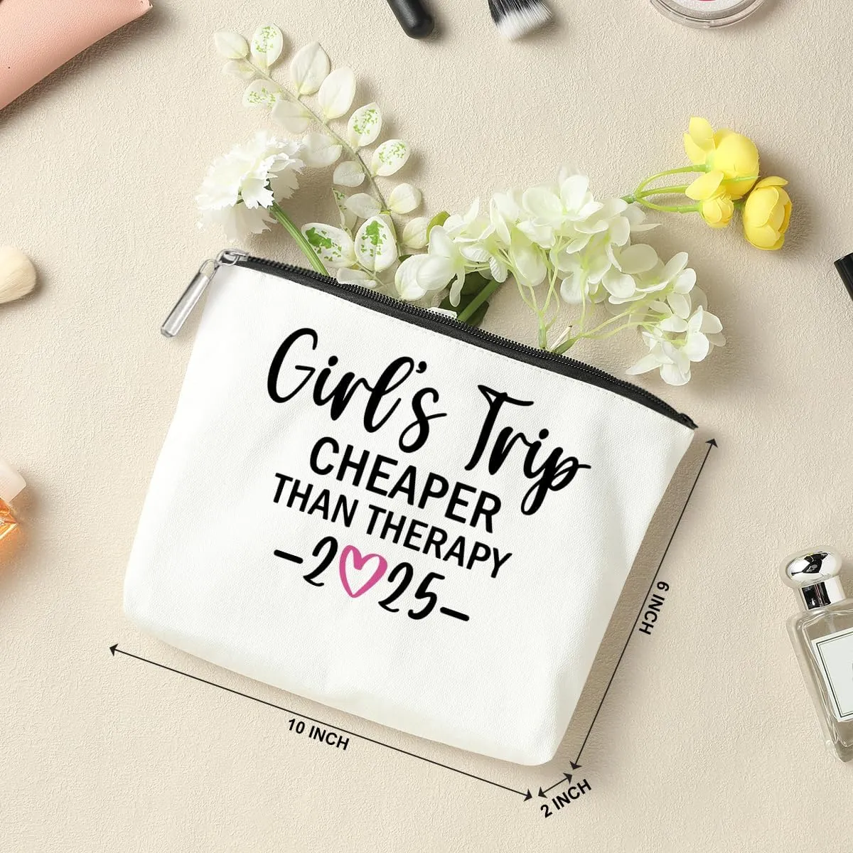 2 PCS Girls Trip Favors - 2025 Girls Weekend Gifts for Women Bestie & Friend Gifts - Sister & Her Best Friend Friendship Holiday Vacation Makeup Bag & Weekend Bags