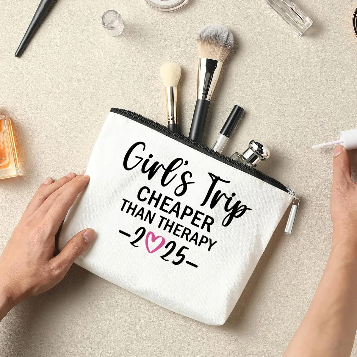 2 PCS Girls Trip Favors - 2025 Girls Weekend Gifts for Women Bestie & Friend Gifts - Sister & Her Best Friend Friendship Holiday Vacation Makeup Bag & Weekend Bags