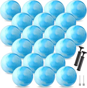 20 Pcs 18 Inch Marbleized Bouncy Balls PVC Inflatable Large Ball with Hand Air Pump and 2 Pin Needles Bouncing Beach Balloons for Swimming Pool Park Water Playground, Adult Size