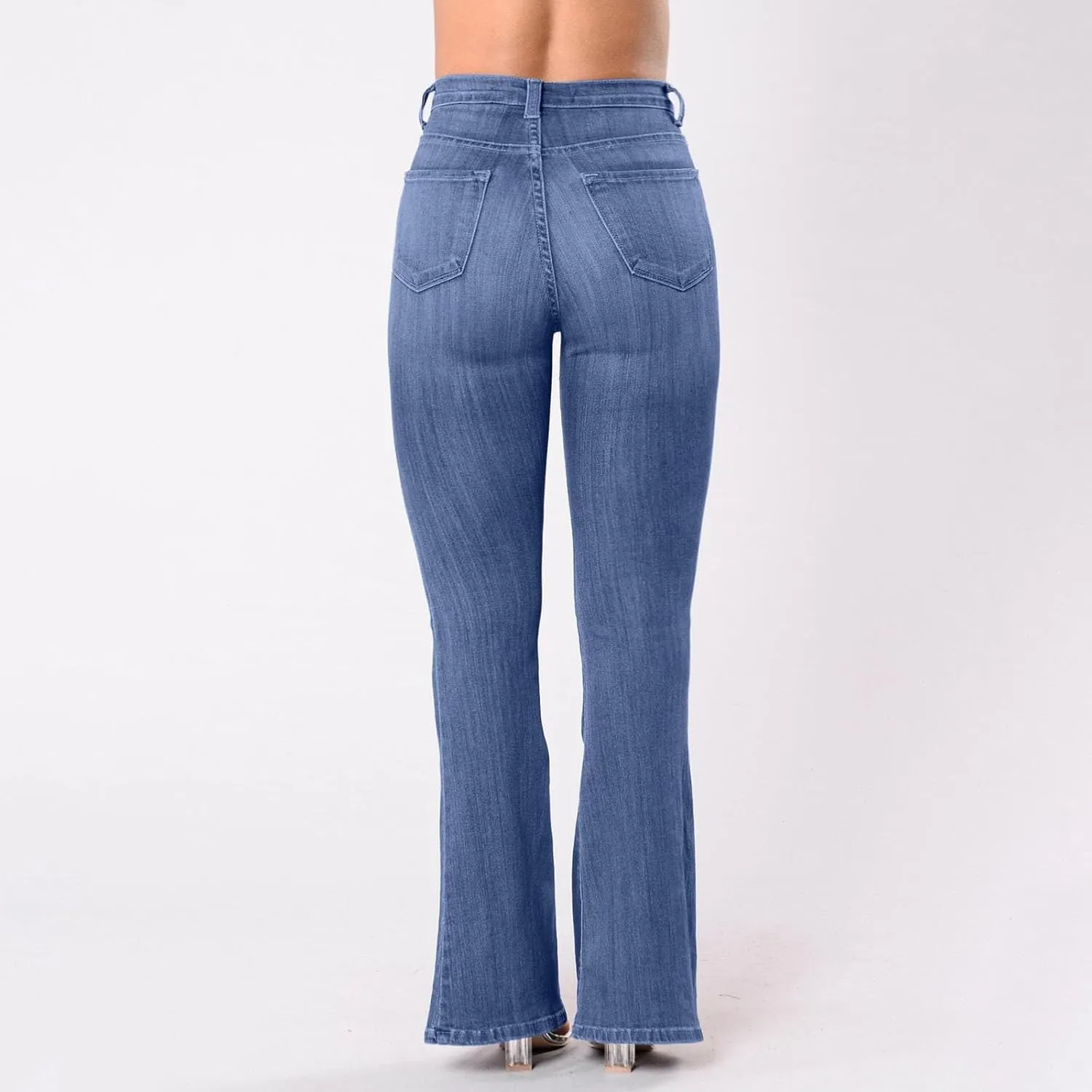 2025 Jeans for Women Stretch Button Up Mid Waisted Flare Denim Jeans Fashion Retro Wide Leg Slim Bell Pencil Pants