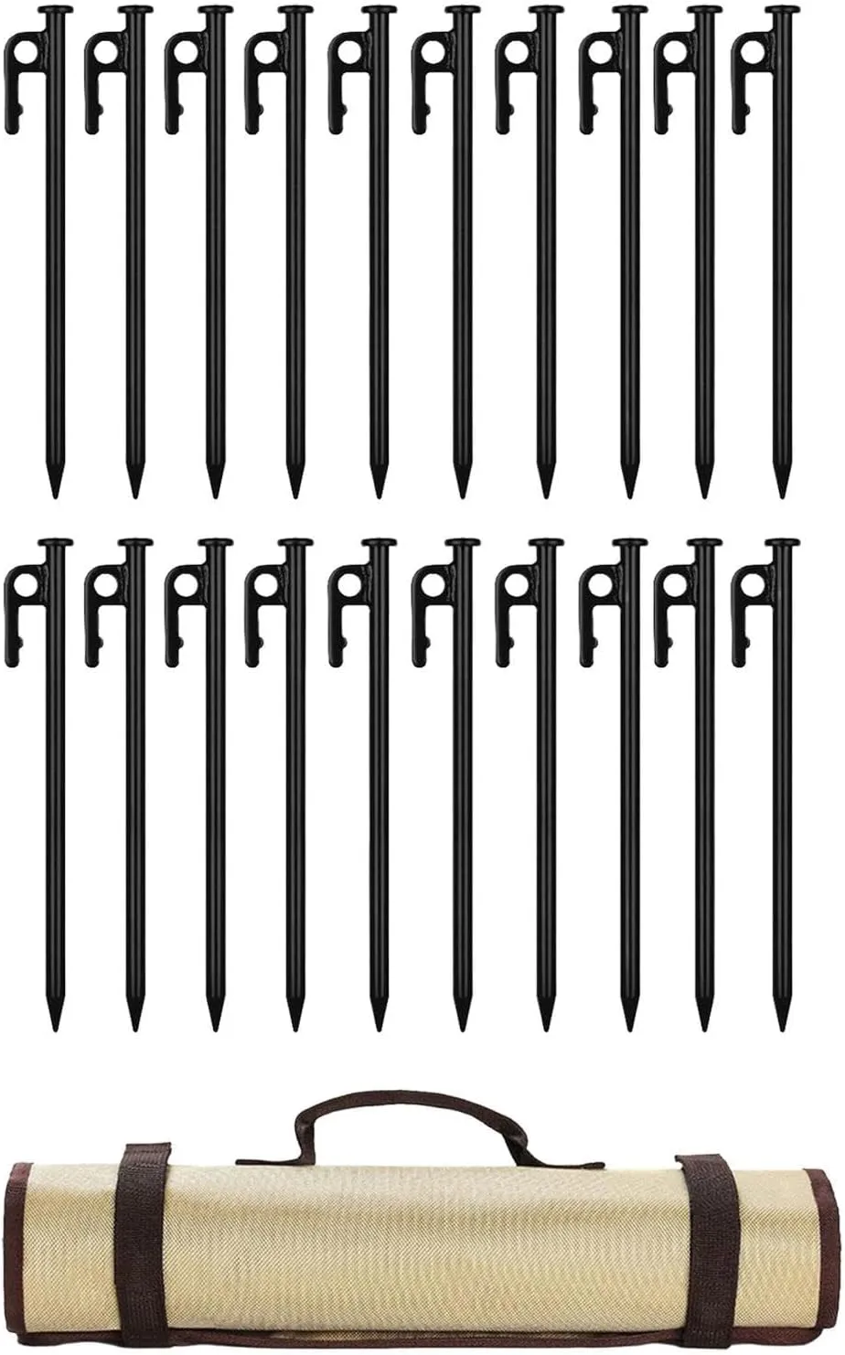 20x Tent Stakes Ground Pegs with Carry Pouch Heavy Duty Tarp Pegs Camping Tent Nails for Gardening Outdoor Canopy Awning