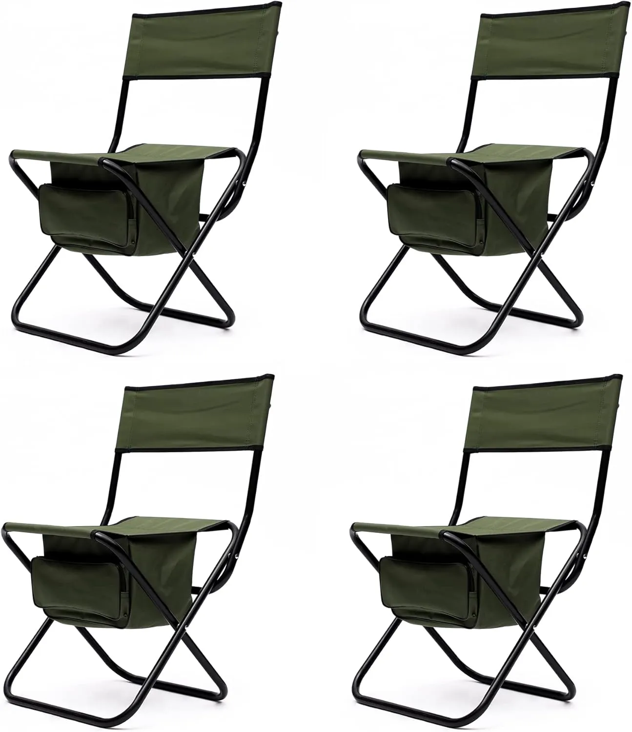 280lb Heavy Duty Folding Table and Chairs Set with Aluminum Roll-Up Table & Oxford Fabric, 3-Piece Outdoor Dining Set for Camping/BBQ/Patio - Compact, Waterproof & Quick Assembly (5PCS-Green,46.46)
