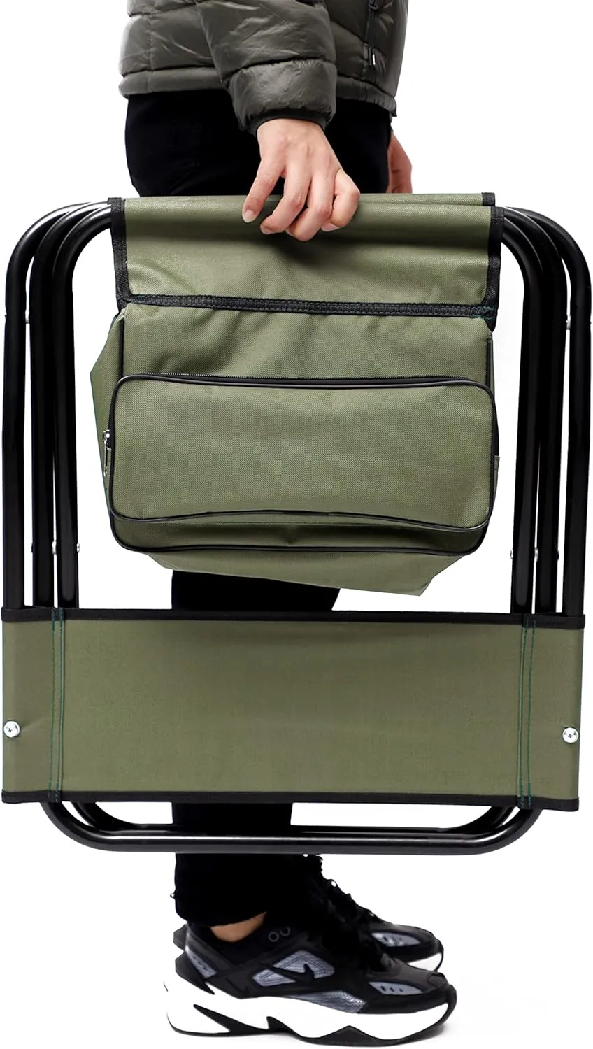 280lb Heavy Duty Folding Table and Chairs Set with Aluminum Roll-Up Table & Oxford Fabric, 3-Piece Outdoor Dining Set for Camping/BBQ/Patio - Compact, Waterproof & Quick Assembly (5PCS-Green,46.46)