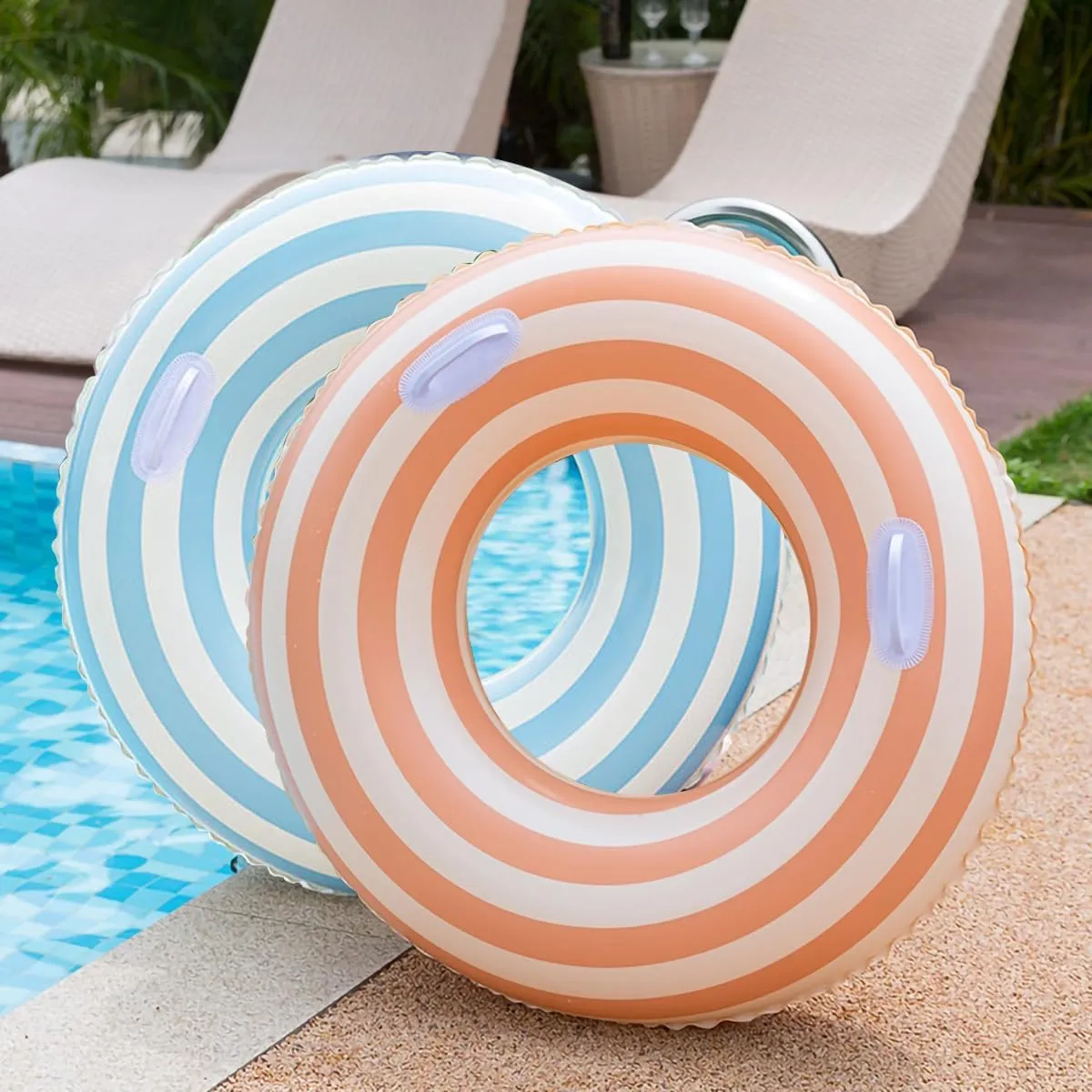 2PCS Inflatable Pool Floats for Adult Swim Ring Pool Floaties Inflatable Swimming Pool Raft Party Water Summer Beach Lounger Float Party Supplies