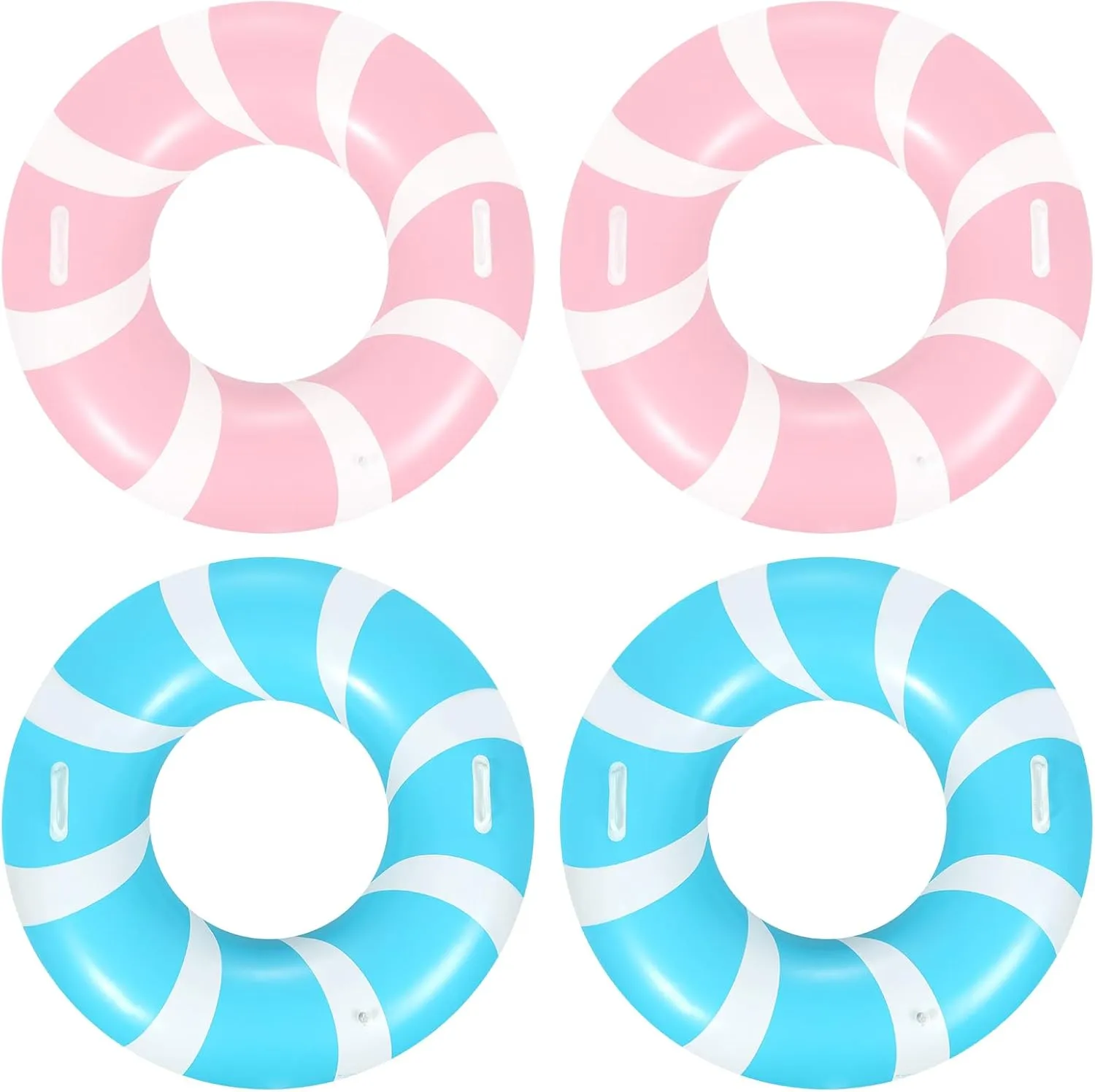 4 PCS 39.4 Inch Jumbo Swimming Ring with Fun Prints Striped Pool Floats Pool Tubes Inflatable Pool Floats Summer Floating Beach Floats Classic Swimming Ring for Adults