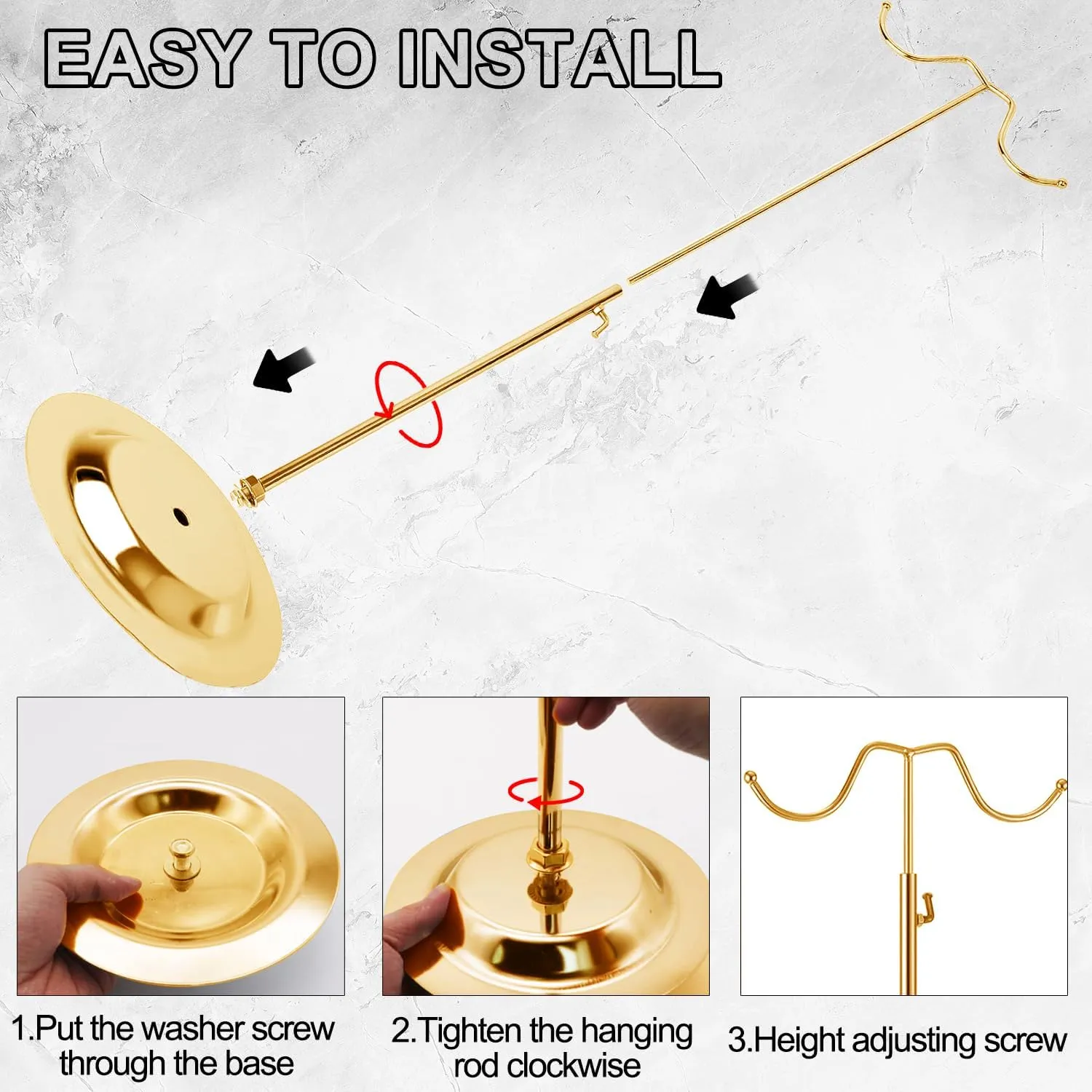 4 Pcs Purse Display Stand Adjustable Height Handbag Display Stand Metal Handbag Stand Holder Double Hook Purse Holder Stand for Home Store Boutique Counter, Gold