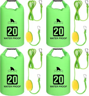 4 Set 2 in 1 Sand Anchor and Buoy Kit Floating Bag Kayak Anchor Waterproof Dry Bag for Lake Beach Boats Watercrafts Hiking Camping Water Sports Surfing Tubing Kayaking(Green)