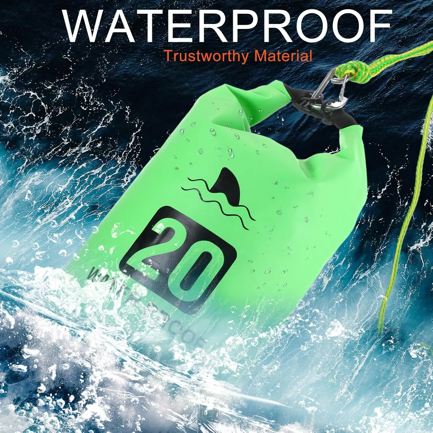 4 Set 2 in 1 Sand Anchor and Buoy Kit Floating Bag Kayak Anchor Waterproof Dry Bag for Lake Beach Boats Watercrafts Hiking Camping Water Sports Surfing Tubing Kayaking(Green)