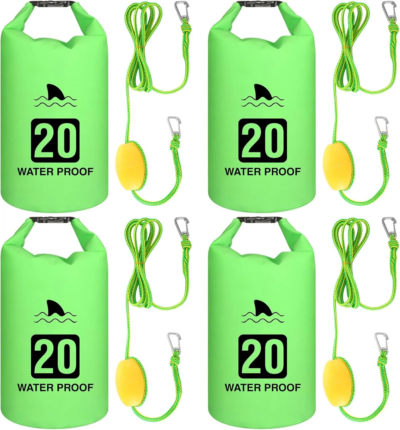 4 Set 2 in 1 Sand Anchor and Buoy Kit Floating Bag Kayak Anchor Waterproof Dry Bag for Lake Beach Boats Watercrafts Hiking Camping Water Sports Surfing Tubing Kayaking(Green)