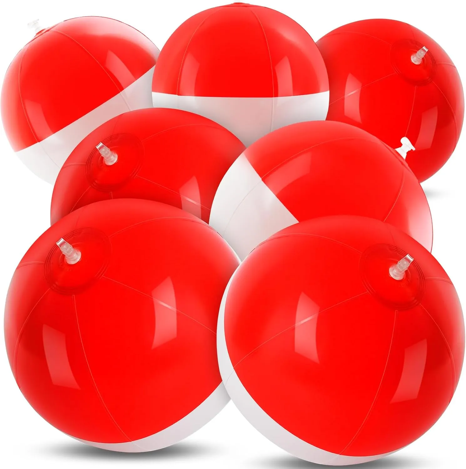 8PCS Beach Ball Set-12 Inch Vibrant Red & White -Themed Inflatable Balls for Kids' Cartoon Birthday Parties, Summer Pool Games, Animated Decorations, Bulk Party Favors,Beach-Themed Events