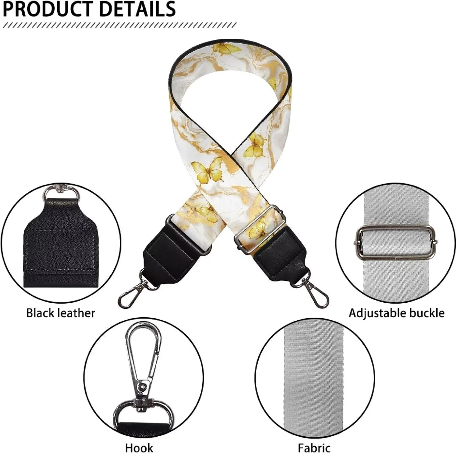 Adjustable Purse Strap Replacement, Wide Shoulder Canvas Bag Strap, Crossbody Handbag Strap
