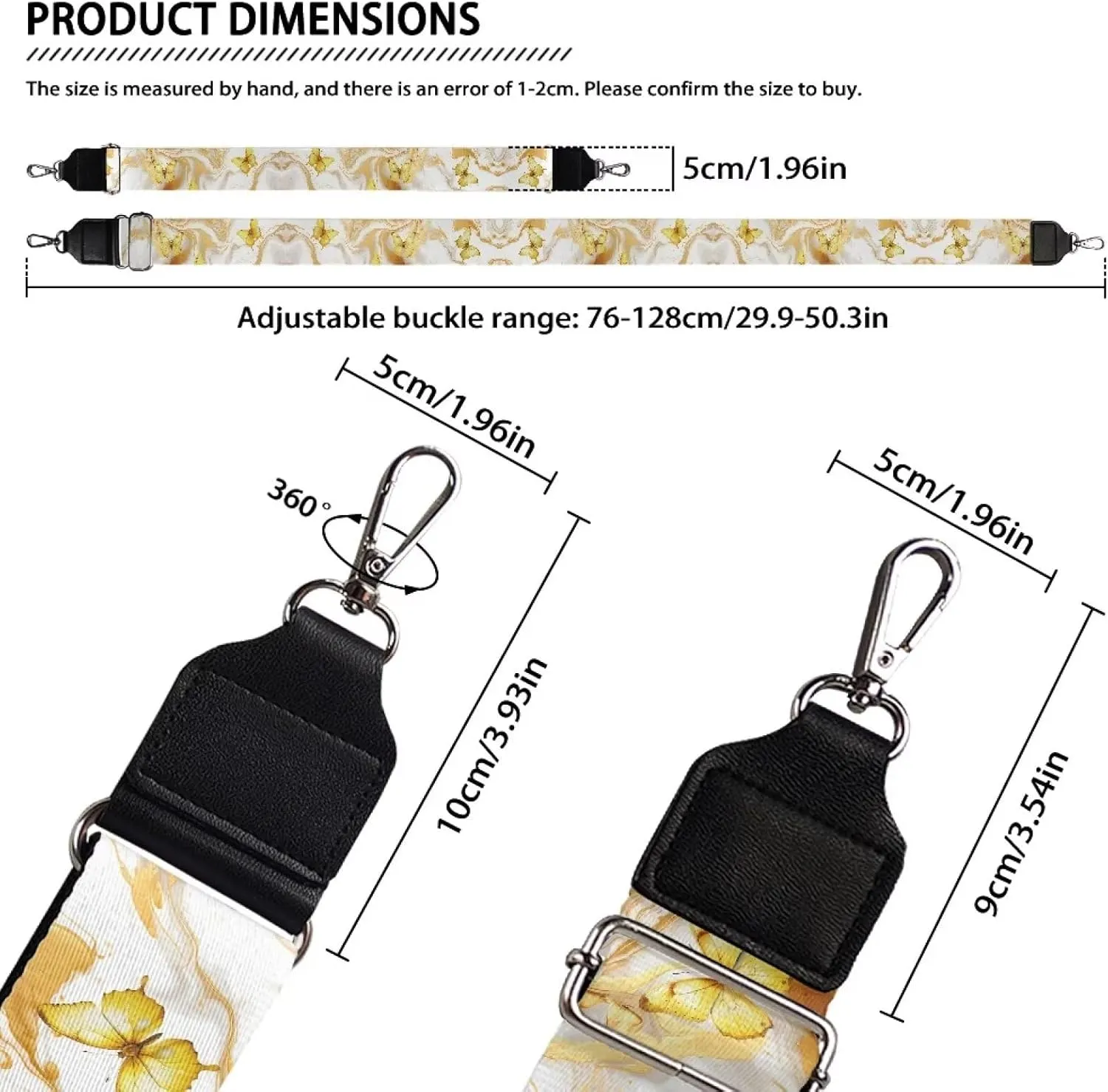 Adjustable Purse Strap Replacement, Wide Shoulder Canvas Bag Strap, Crossbody Handbag Strap