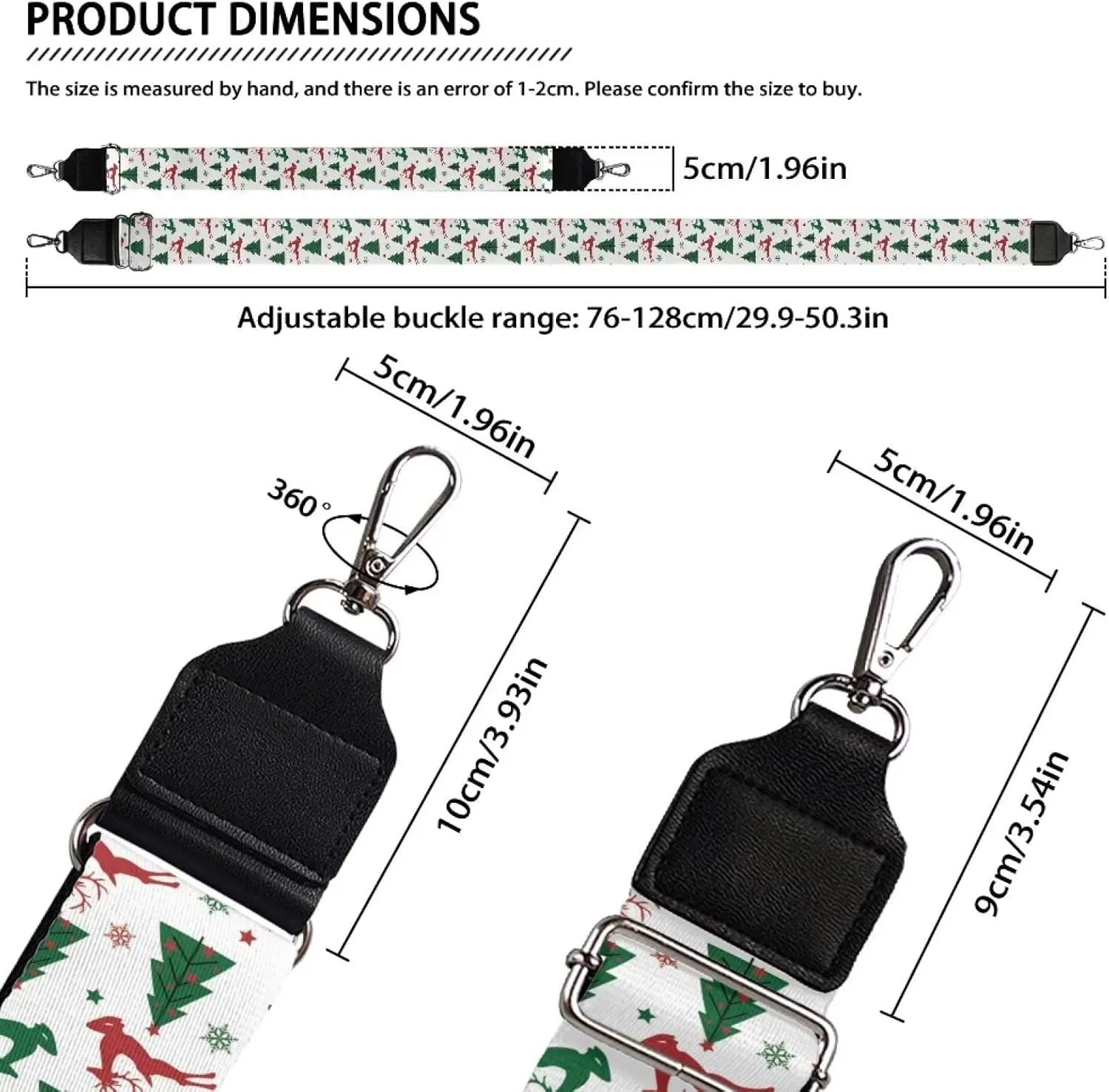 Adjustable Purse Strap Replacement, Wide Shoulder Canvas Bag Strap, Crossbody Handbag Strap