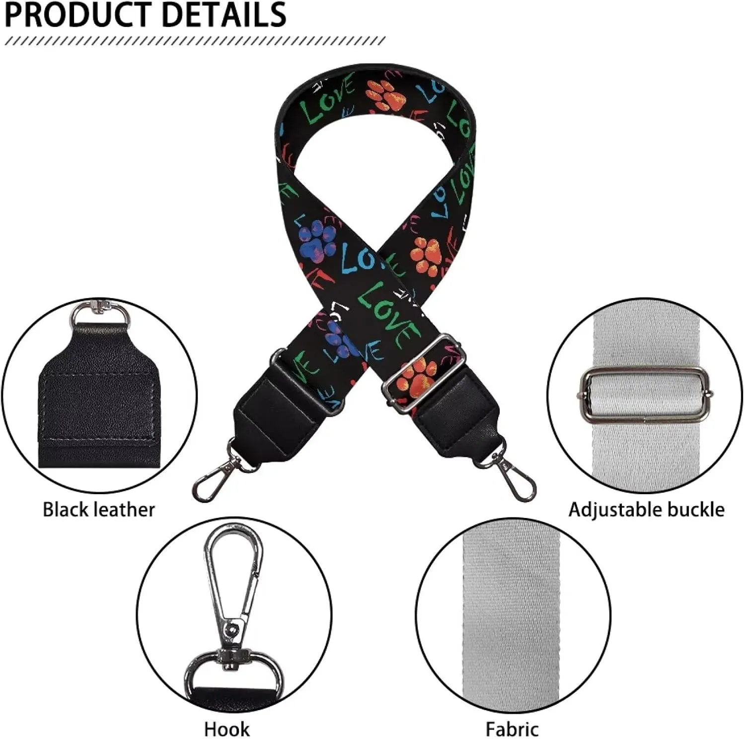 Adjustable Purse Strap Replacement, Wide Shoulder Canvas Bag Strap, Crossbody Handbag Strap