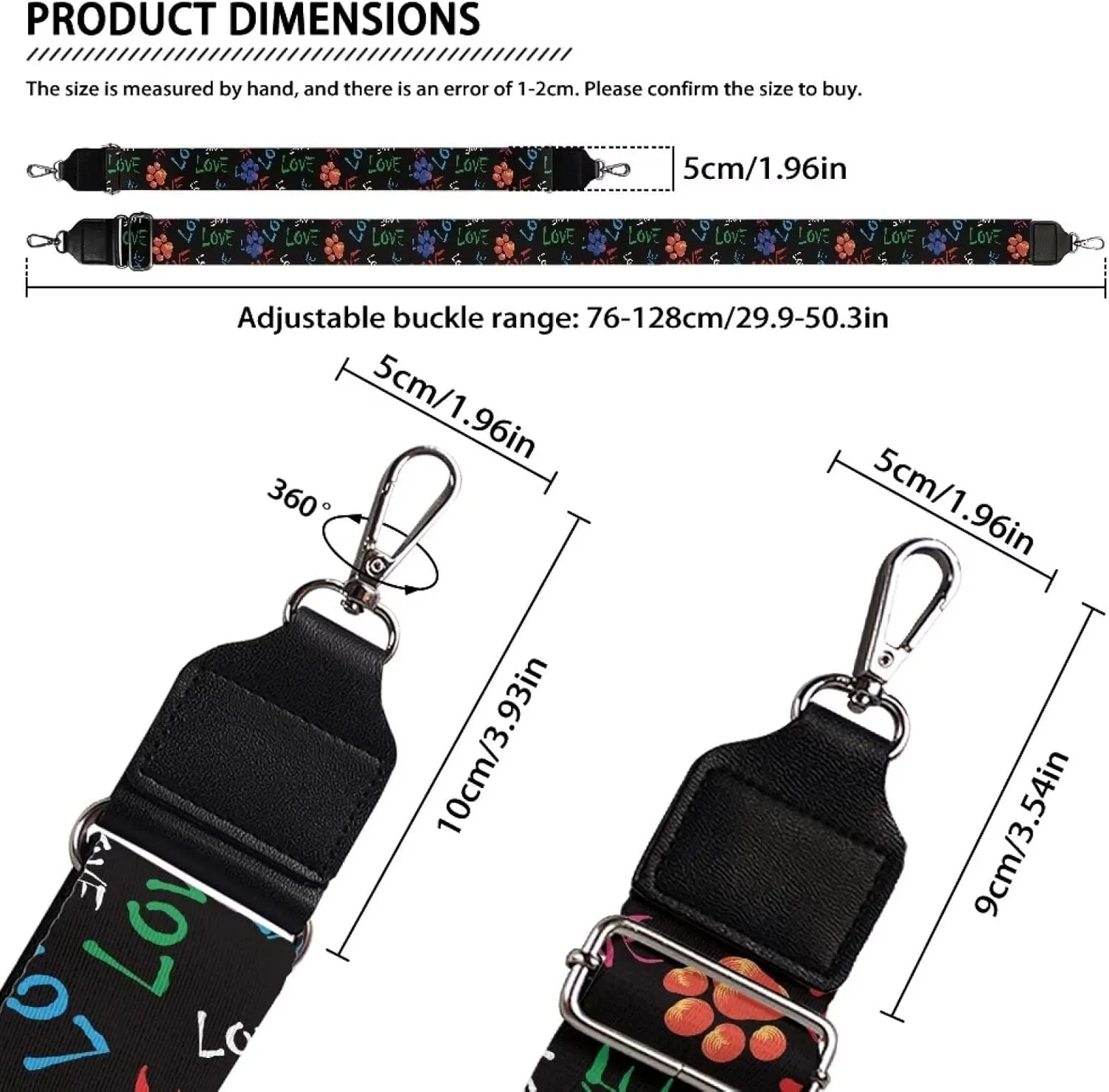 Adjustable Purse Strap Replacement, Wide Shoulder Canvas Bag Strap, Crossbody Handbag Strap