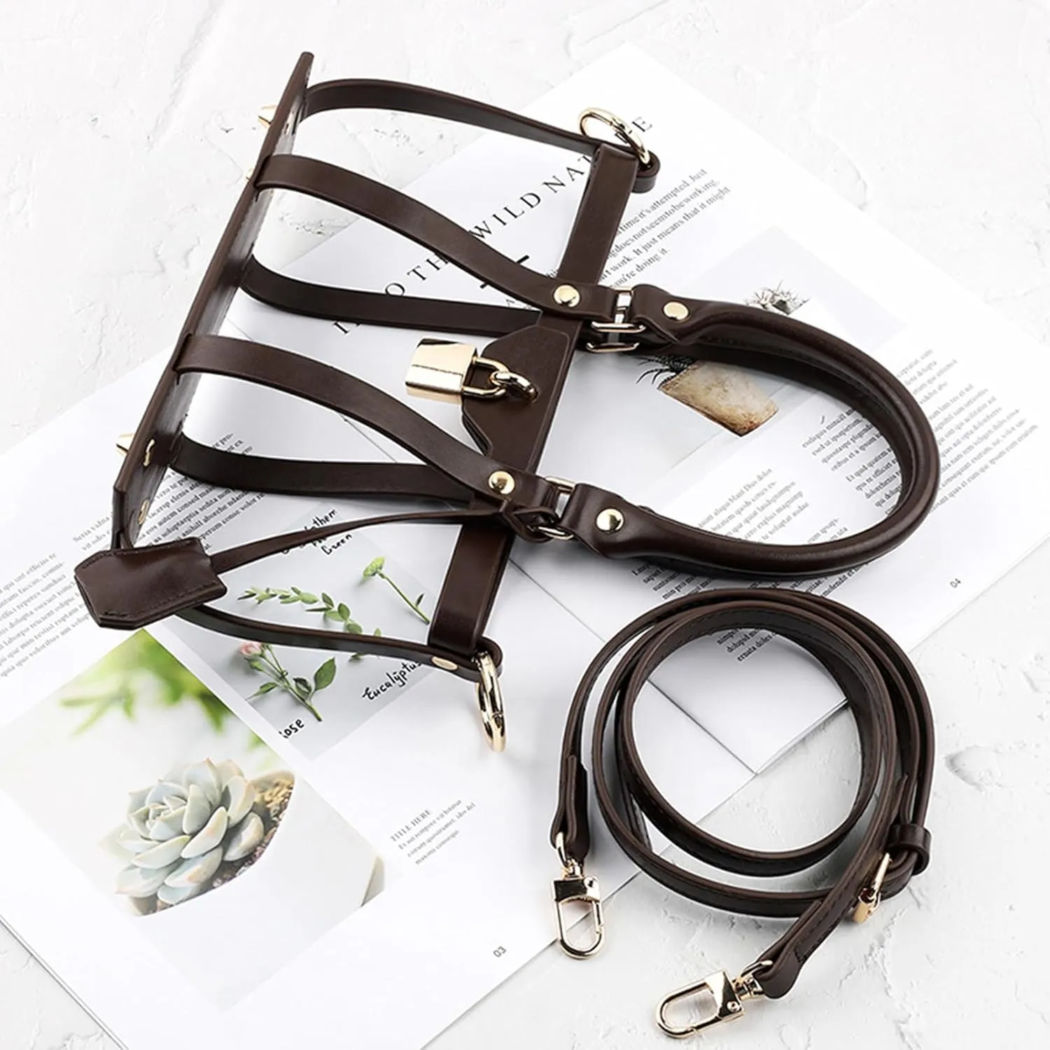 Adjustable Shoulder Strap Hollow Tote Bag Messenger Bag Set PU Encasement Conversion Kit Bag DIY Accessory