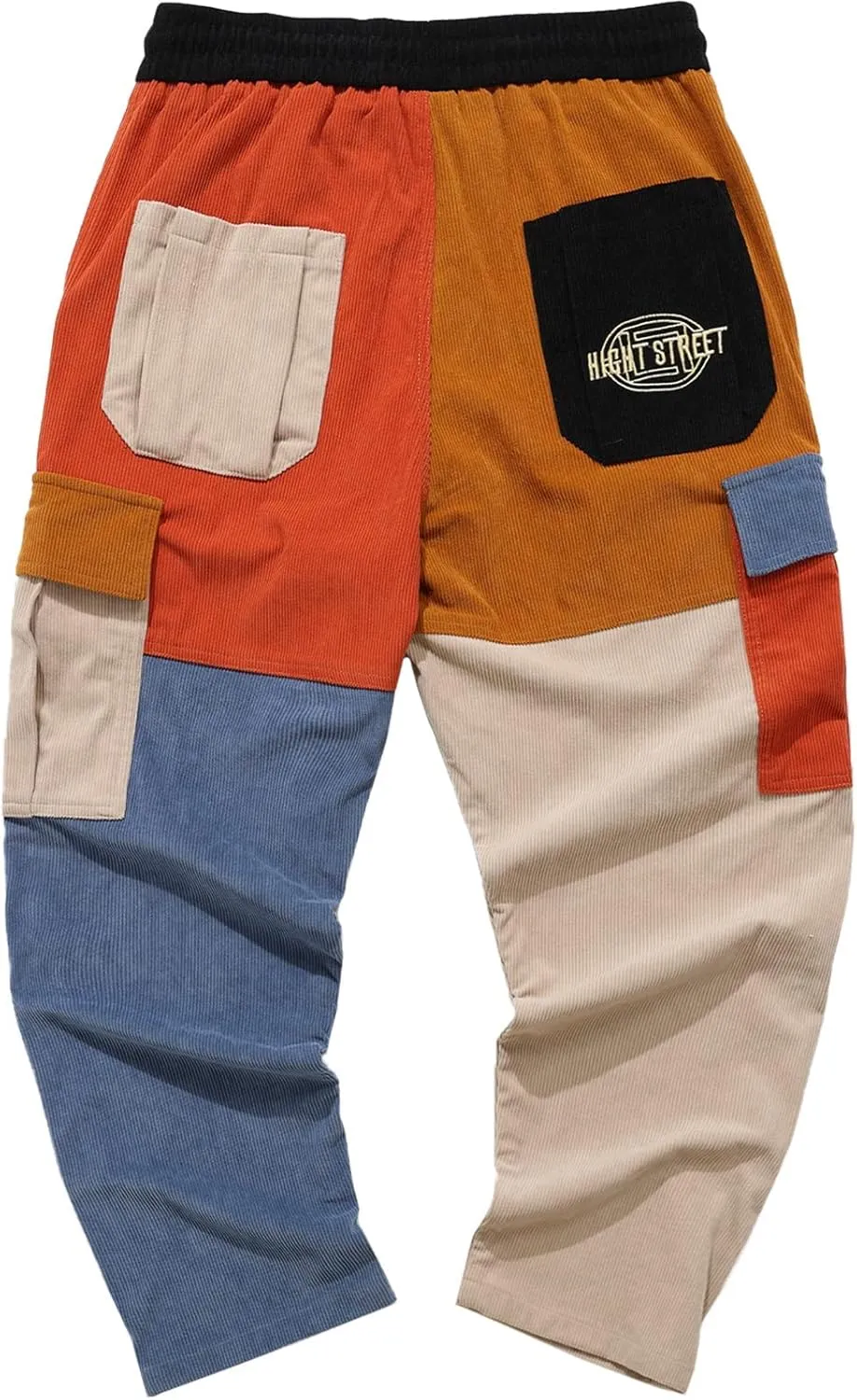 Aelfric Eden Mens Cargo Pants Patchwork Multi-Pockets Outdoor Fashion Casual Jogger Pants Streetwear with Drawstring