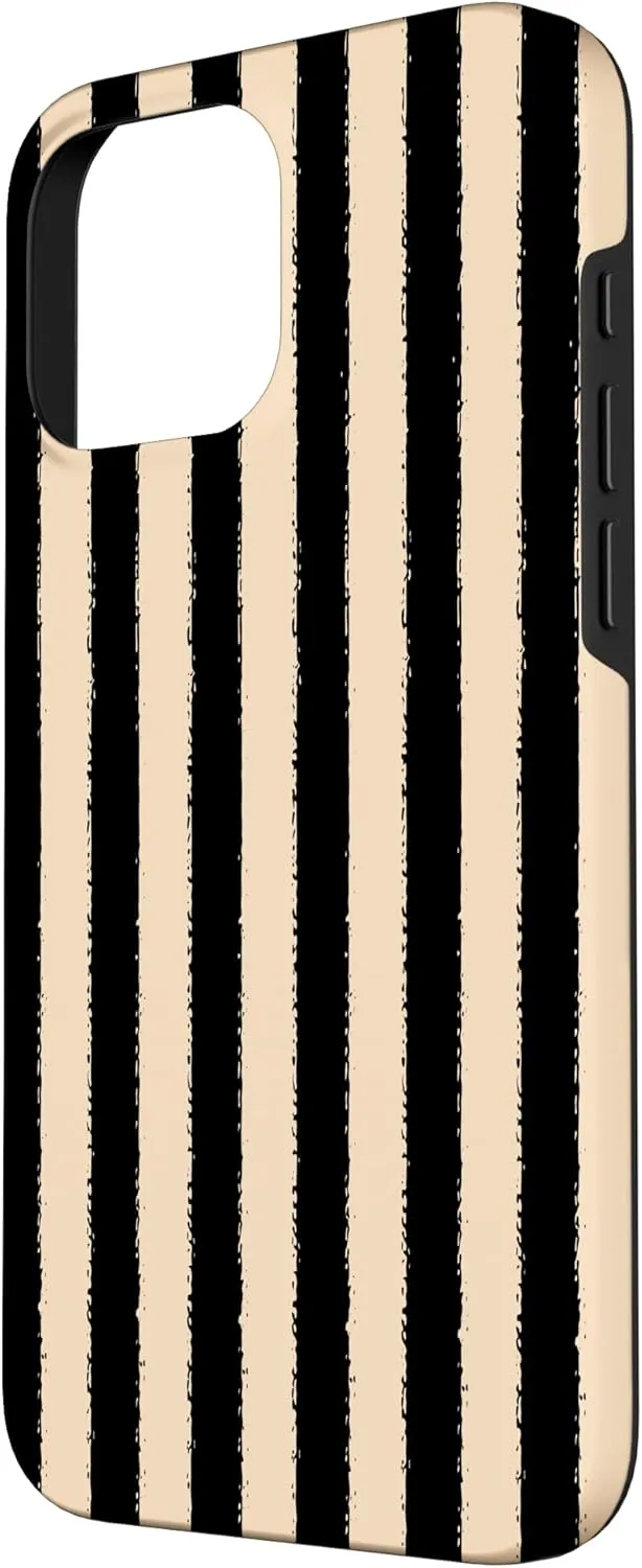 Aesthetic Black Beige Striped Grunge Brush Stripe Case for iPhone 16 Pro Max