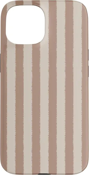 Aesthetic Brown Beige Striped Grunge Brush Stripe Case for iPhone 15