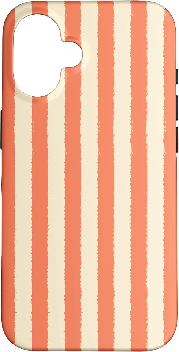 Aesthetic Light Peach Coral Striped Grunge Brush Stripe Case for iPhone 16