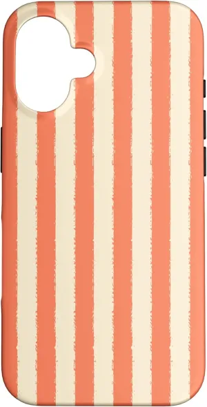 Aesthetic Light Peach Coral Striped Grunge Brush Stripe Case for iPhone 16