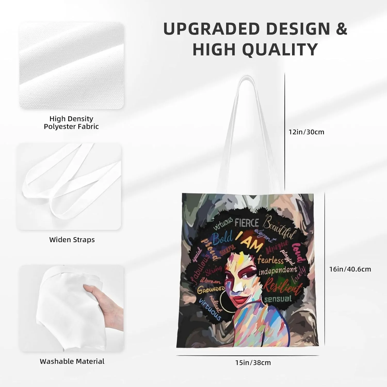 African American Tote Bag for Women, African Handbags, Black Women Bags Art Shoulder Handbag