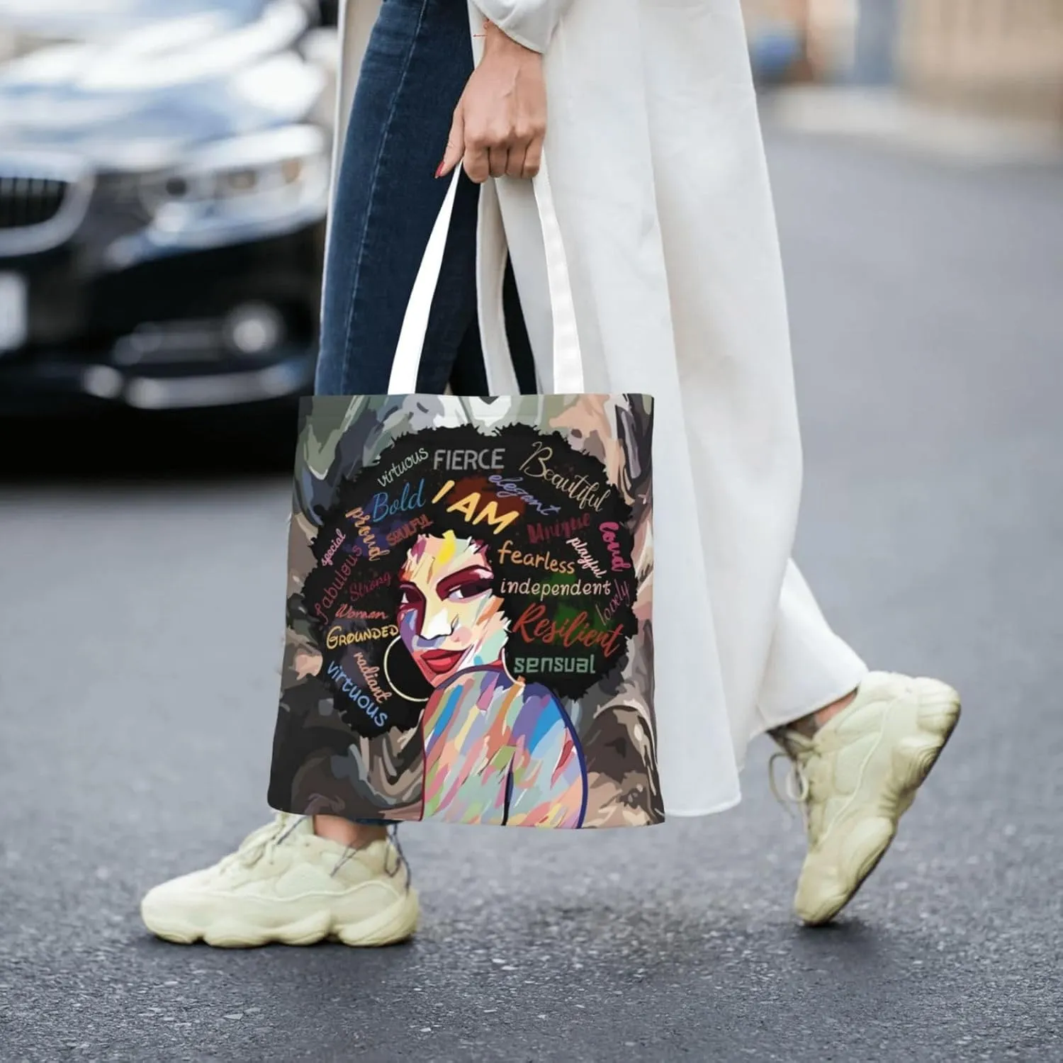 African American Tote Bag for Women, African Handbags, Black Women Bags Art Shoulder Handbag