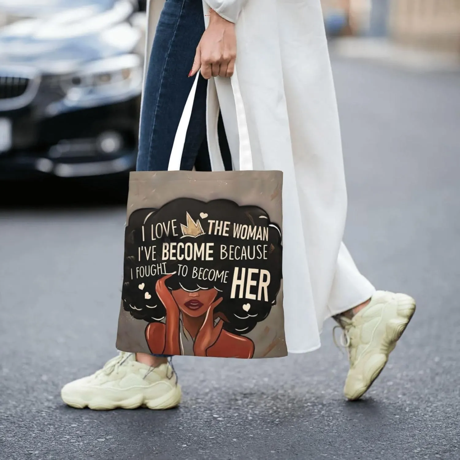 African American Tote Bag for Women, African Handbags, Black Women Bags Art Shoulder Handbag