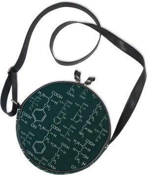ALAZA Chemistry Formulas Round Crossbody Bag Canvas Purse Messenger Bag