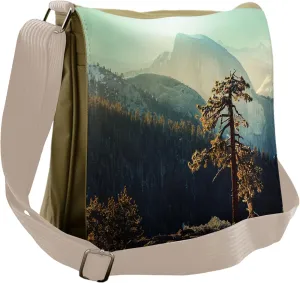 Ambesonne American Messenger Bag, Misty Morning Yosemite, Unisex Cross-body