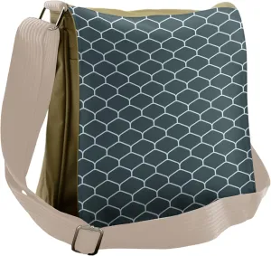 Ambesonne Blue Messenger Bag, Vintage Fish Flake Seem, Unisex Cross-body