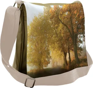 Ambesonne Fall Messenger Bag, Autumn Morning Scenic, Unisex Cross-body