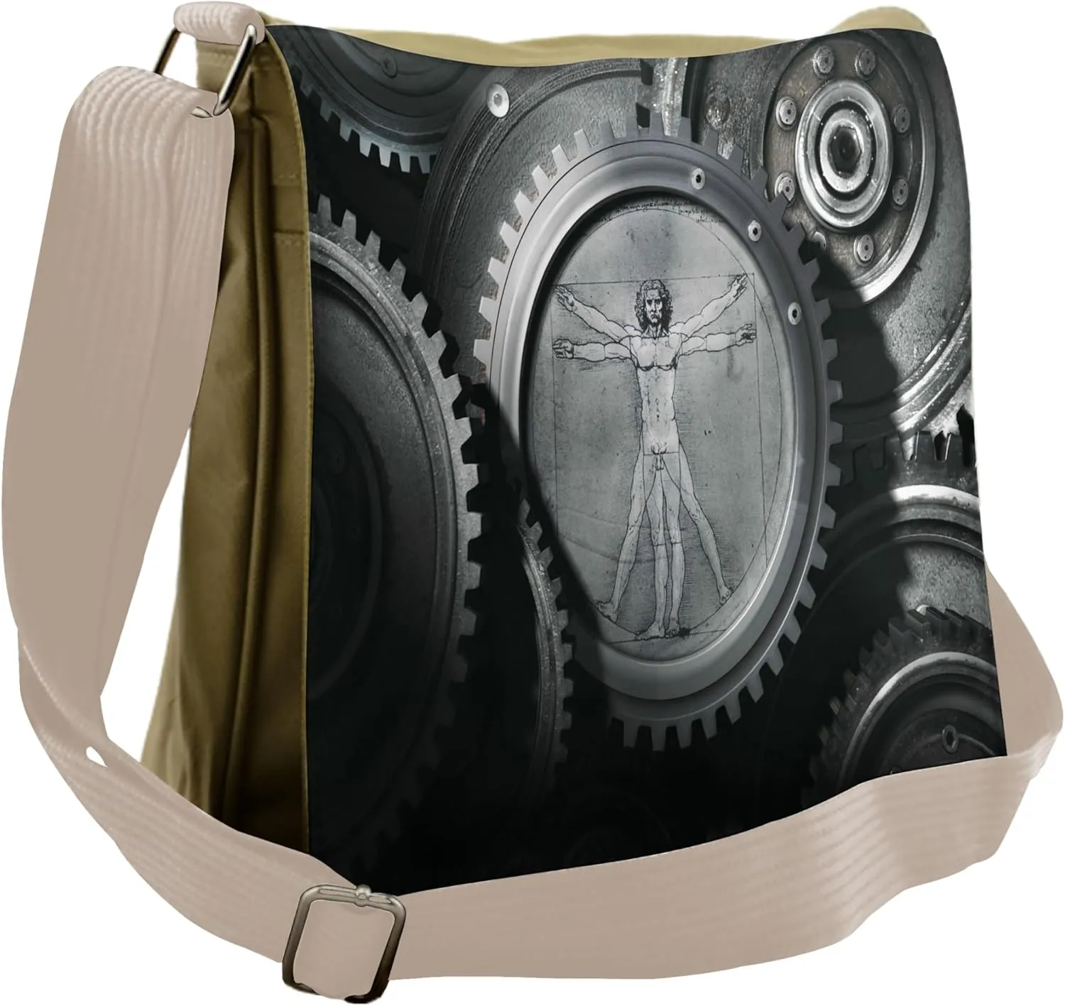 Ambesonne Grey Messenger Bag, Medieval Old Human Body, Unisex Cross-body