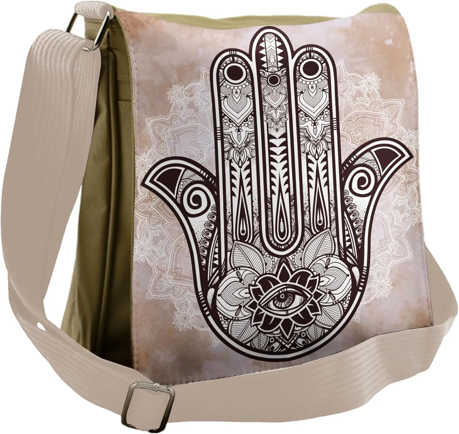 Ambesonne Hamsa Messenger Bag, Esoteric Luck Charm, Unisex Cross-body