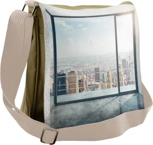 Ambesonne Landscape Messenger Bag, Empty Loft Cityscape, Unisex Cross-body