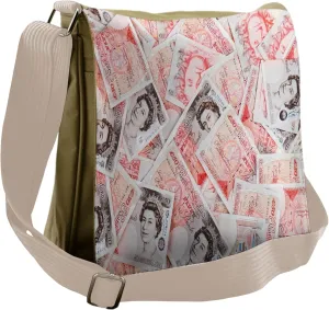 Ambesonne Money Messenger Bag, Bills of Britain, Unisex Cross-body