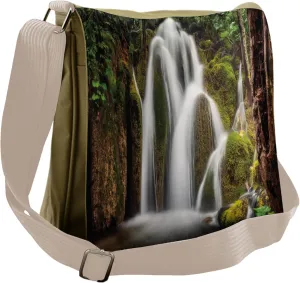 Ambesonne Nature Messenger Bag, Waterfall Forest Cascade, Unisex Cross-body
