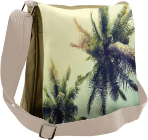 Ambesonne Palm Tree Messenger Bag, Caribbean Coastline Ocean, Unisex Cross-body