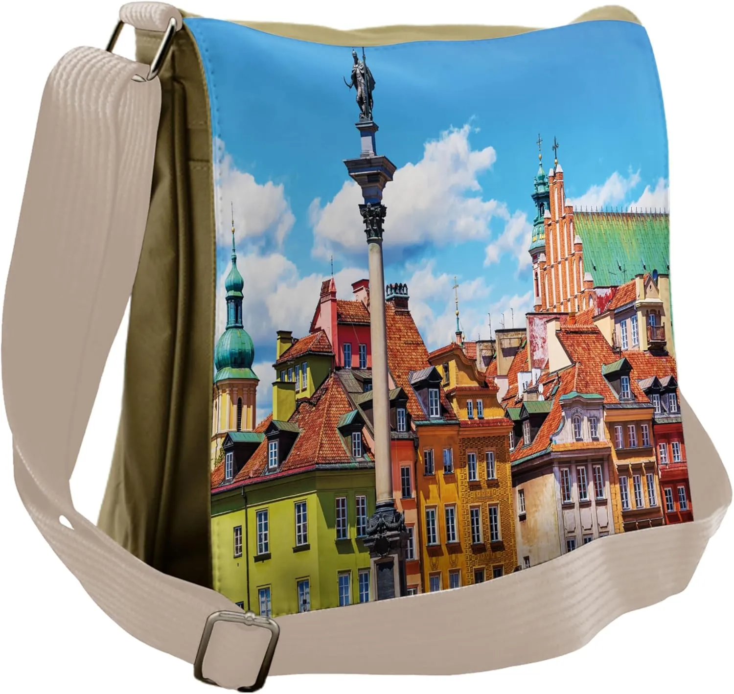 Ambesonne Travel Messenger Bag, Scenic Old Warsaw, Unisex Cross-body
