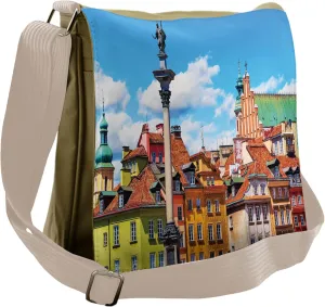 Ambesonne Travel Messenger Bag, Scenic Old Warsaw, Unisex Cross-body