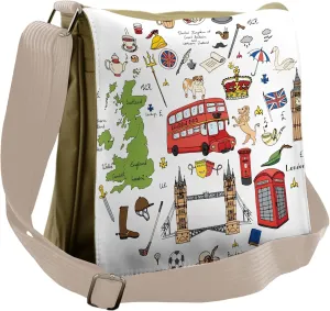 Ambesonne Travel Messenger Bag, Sketchy Famous Tourist, Unisex Cross-body